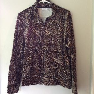 Leopard print full zip jacket.